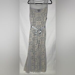 Candalite Women’s Gray Long Prom Formal Dress Large Sequins & Lace New